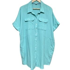 Sundance Double Gauze Shirt Dress Womens L Relaxed Resort Casual Vacation